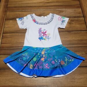 Disney Encanto Mirabel White & Blue Swimsuit Dress w/ Faux Embroidery - Size 6